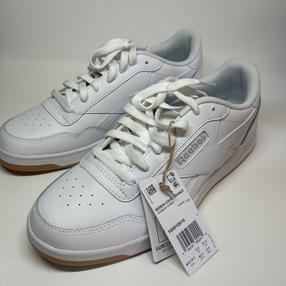 Reebok White Court Advance Unisex Tennis Shoes Size Men's 9.5 WHITE
